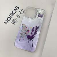 Motif Papillon IMD Strass Orné De Cas De Téléphone Élégant Fille Pour IPhone 15 Pro Max Plus