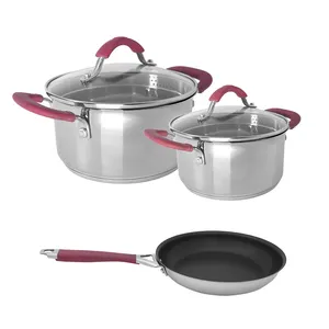 Fashionable 5pcs stainless steel cookware induction pot set in malaysia pots and pans cookware sets cooking