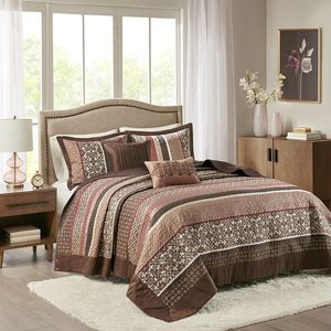 Ensemble de couvre-lit Jacquard réversible DB 5 pièces couvre-lit en coton doux rouge King Size pour chambre à coucher à usage domestique ou hôtels - Product Image 1