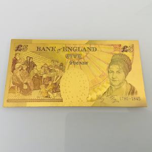 英国道具货币 5 英镑金箔纸币 24K 塑料镀金游戏币 - Product Image 2