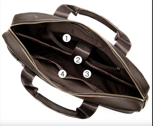 Sac à main pour ordinateur portable Andong de 14 pouces pour hommes, en cuir de vache véritable, sac à bandoulière pour affaires, sac messager décontracté de grande capacité - Product Image 5