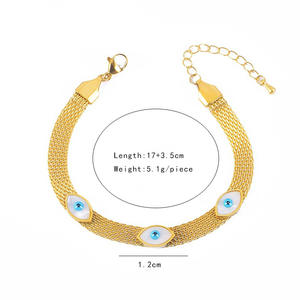 CAIOOCHE Bracelets Rétro Œil du Diable en Acier Inoxydable et Zircon, Bracelets Tennis Vintage Plaqué Or Tendance pour la Fabrication de Bijoux - Product Image 2