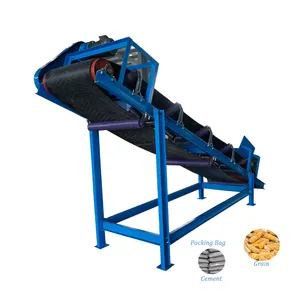 Climbing Grain Food Packing Bag Portable Curved Mobile Rubber Container Unloading Belt Conveyor