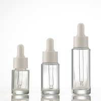 Botol Pompa Kaca Bening Frosted 30ml, Bentuk Lurus Ramping, untuk Minyak Esensial, Serum Kosmetik, Botol Dispenser Isi Ulang