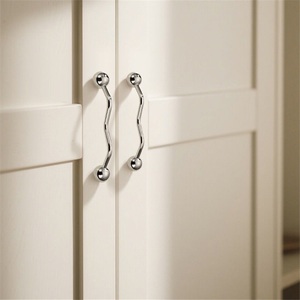 Modern French <b>Silver</b> Zinc Alloy Solid Chrome-Plated Round Single-Hole Cabinet Handles for <b>Drawer</b> and Dresser - Product Image 3