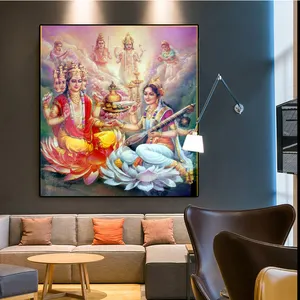 Lienzo de arte de pared, pintura de arte religioso, Mural de Dios indio, pintura de Buda, imágenes de pared para sala de estar, decoración del hogar