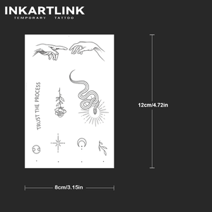 Autocollant de <span class=keywords><strong>tatouage</strong></span> temporaire personnalisé pour doigt, motif <span class=keywords><strong>serpent</strong></span>, rose, lune, minimaliste, à base de plantes, semi-permanent 15 jours, art corporel, vente en gros - Product Image 4