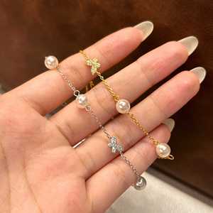 สร้อยข้อมือเงินแท้ S925 ปรับขนาดได้ ประดับมุก พร้อมจี้รูปโคลเวอร์และผีเสื้อ ประดับเพชร CZ เครื่องประดับคุณภาพสำหรับผู้หญิง สวมใส่ได้ทุกวัน เหมาะเป็นของขวัญ - Product Image 3