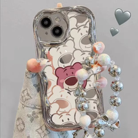 Coque de téléphone portable en TPU antichoc avec bracelet pour iPhone 16 Pro 15 14, motif de dessin animé mignon de fleurs et de papillons, fabriquée par BAILI