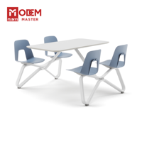 MINYI BOW Ensemble de tables et chaises de cafétéria pour lycée Nouveau design Ensemble de tables de cantine en acier avec 4 chaises Bancs de tables à déjeuner pour l'école