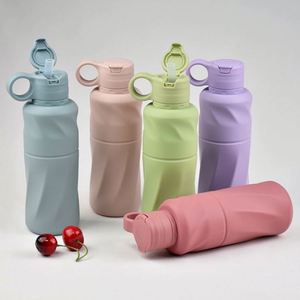 Botella Deportiva Infantil de 600 ml, Reutilizable, de Silicona, a Prueba de Fugas, Libre de BPA, Apta para Agua Hirviendo, con Pajita, para Camping, Escuela, Aire Libre, Bebés - Product Image 2