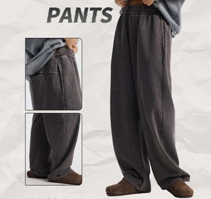 Pantalon large pour homme <span class=keywords><strong>en</strong></span> coton pur 430G, style batik délavé, effet vieilli et déchiré, coupe mode à jambe courbée, collection automne-hiver - Product Image 1