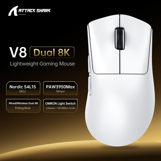 G MAX Gamer Mouse PAW3950 Dual Mode Custom Wireless Gaming Mouse with 8000Hz Polling Rate Lightweight 8000Hz Polling Rate