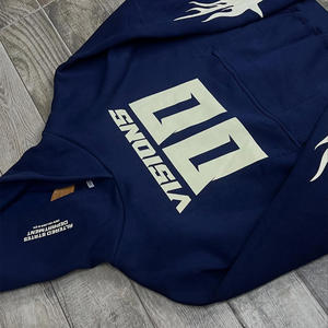 Pull à capuche 100% coton épais pour hommes Survêtement de haute qualité Streetwear avec fermeture à glissière Col à capuche Motif imprimé - Product Image 3