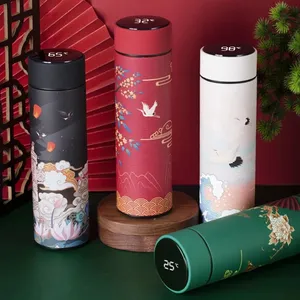 500ml Chinese Style Thermo Bottle Cup Smart Temperature Display Potable Heat Hold Vacuum Flask for Thermos Mug Cups Waterbottle