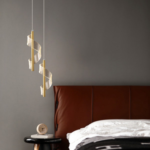 Lampu Gantung Spiral Seni Modern untuk Dinding Ruang Tamu, Lampu LED Akrilik untuk Kamar Tidur, Lampu Chandelier Tangga Custom - Product Image 3
