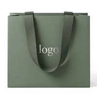 Sacs en papier personnalisés avec logo, pliables, pour courses, avec poignée en ruban, recyclables, réutilisables, pour emballages cosmétiques