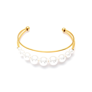 Brazalete de Moda en Acero Inoxidable 316L con Baño de Oro PVD y Perlas, Joyería para Mujer - Product Image 2