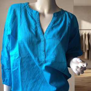 Bangladesh Factory's Branded Label Women's Sexy Plain Cotton Adult Shirt Loose Blouse Design Spring Season New Stock Surplus - Product Image 3