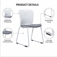 Chaise de formation en plastique perforé, dossier creux respirant, siège rembourré, empilable, pour salle de classe, conférence, sièges en vrac
