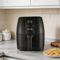 JEWIN Penggorengan Udara Digital Mewah 4-6L Tanpa Minyak Anti Lengket 3000W Hitam dengan Panggangan untuk Rumah Tangga