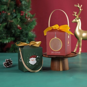 2021 New Year Christmas Decoration Paperboard Cookie Hamper Apple Packaging Box With Kraft Paper Rope
