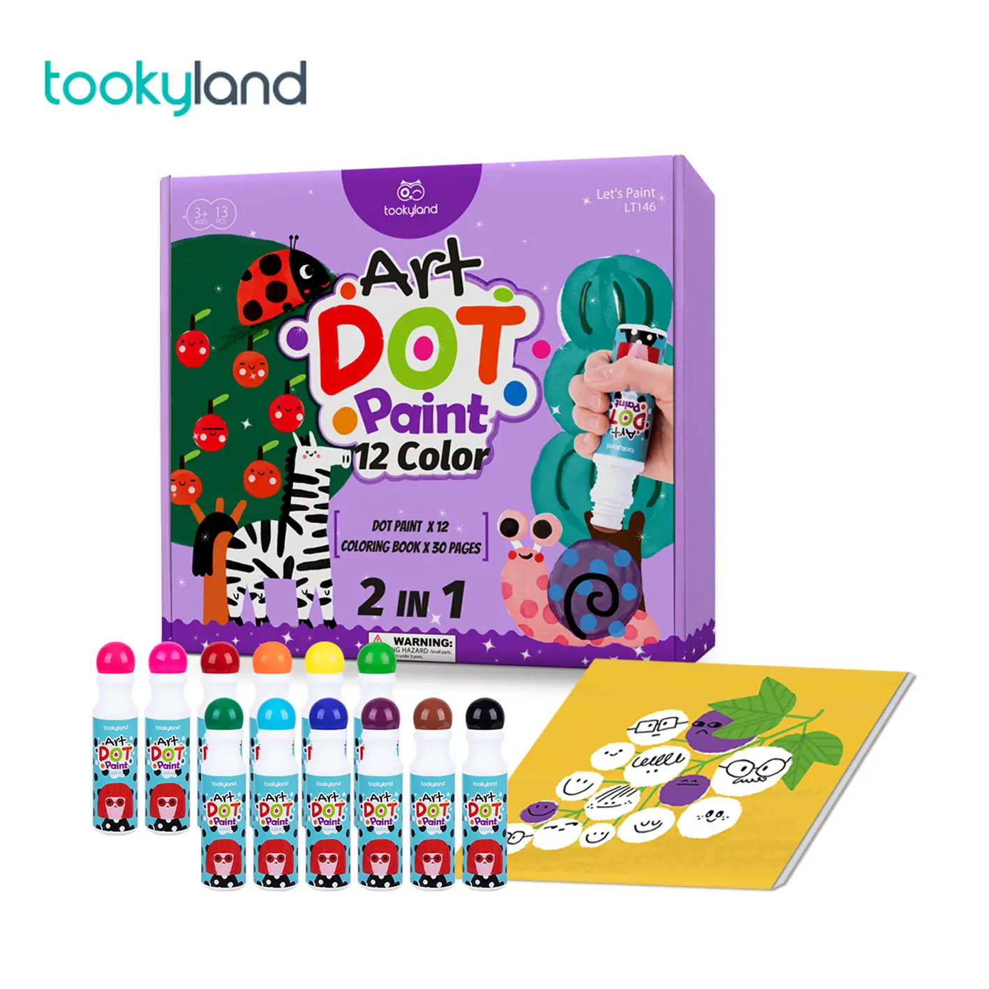 Washable Dot Painting Kids Art Drawing Paint Set Craft Toys For Child 12 Color Marker Pens With 30 Pages Coloring Book