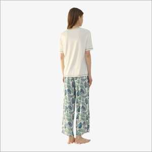 Pantalones de Dormir de Bambú con Estampado Floral al por Mayor, Ropa de Dormir Transpirable para Mujer, Pijamas de Verano, Camiseta de Algodón, Ropa de Estar para Mujer - Product Image 4
