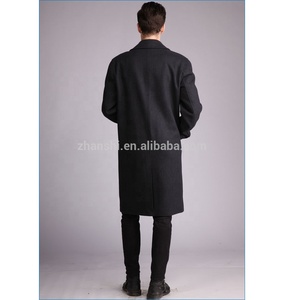 メンズ高級ブラックウールトレンチコート、ダブルブレスト、スリムフィット、プラスサイズ、ロング丈オーバーコート - Product Image 4