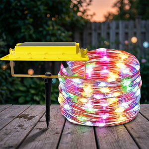 ไฟ LED แถบแสงแบบโซลาร์เซลล์ RGB ชาร์จไฟได้ DC5V-6V 200W ชาร์จผ่าน USB/พลังงานแสงอาทิตย์ วัสดุ ABS แบตเตอรี่ 1800mAh ความยาว 10 เมตร พร้อมรีโมทคอนโทรล - Product Image 4