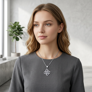 Collier tendance de luxe léger avec pendentif fleur, moissanite 0,5 & 1 carat VVs1, en argent sterling S925 plaqué platine/or/rhodium - Product Image 2