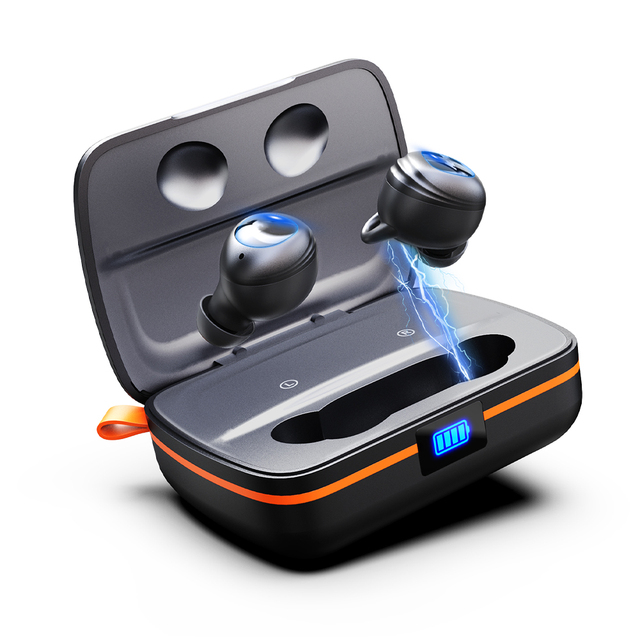 Solar TWS Earbuds With 2500mAh Charging Case 160H Long Battery Life IPX6 Waterproof Wireless Earphones