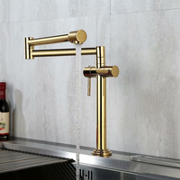 Robinet de cuisine moderne à 2 poignées, en laiton, à montage sur plan, avec cartouche céramique, finition bronze huilé poli, mitigeur d'évier pliable