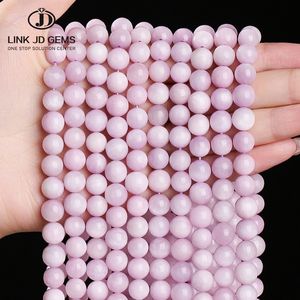JD GEMS Grosir Manik-manik <span class=keywords><strong>Kunzite</strong></span> Ungu Alami Bulat untuk Perhiasan Gelang Kristal, Perlengkapan DIY - Product Image 1