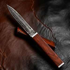 Couteau en acier Damas Follow The Wind, lame de 99 mm, manche en ébène, couteau d'extérieur pour le camping et la cuisine - Product Image 3