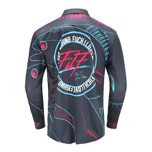 Fish Shirt Custom Design Wholesale Black Color UV Protection Long Sleeve Fishing Shirts Polo
