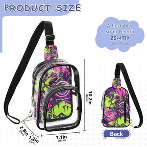 Bolso de pecho deportivo transparente de PVC con cierre de cremallera, diseño colorido, impermeable, para hombre - Product Image 2