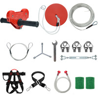 Kit de tyrolienne robuste pour enfants et adultes avec accessoires complets, câble en acier, chariot, siège à disque, frein à ressort