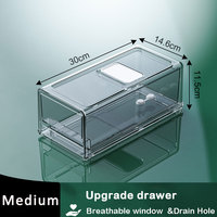 Vente chaude Transparent En Plastique Pet Cuisine Empilable Boîte De Rangement Bacs Conteneur Ensemble Réfrigérateur Tiroir Réfrigérateur Organisateur