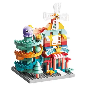 创新章鱼汽车轨道玩具可变风车101件Diy玩具益智创意玩具益智塑料积木