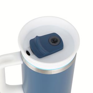 Mug de voyage isotherme en acier inoxydable 30 oz avec logo personnalisé, couleur turquoise, avec poignée - Product Image 3