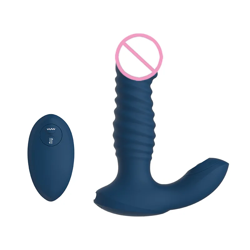 Butt Plug Vibrator Two Motors Thrusting Vibrator Sexy Toys Wireless Remote Adult Tapping Machine para hombres y mujeres