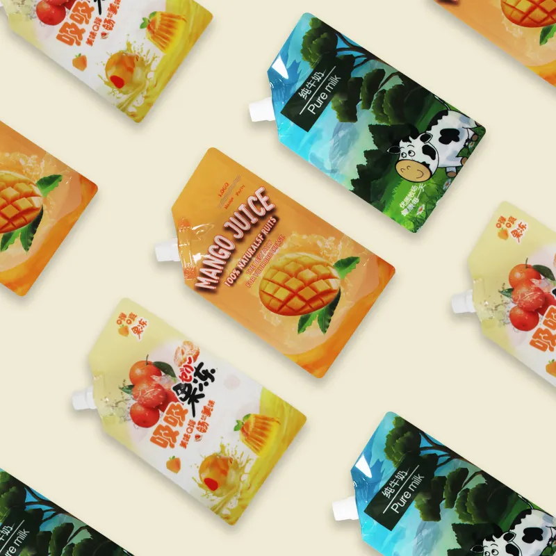 Fruit Juice Spout Pouches Customized Printed Laminated Plastic Spout Pouch Children Packaging Jelly Drinks Juice Bags