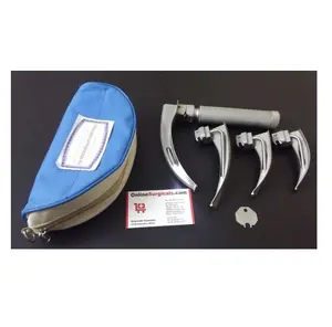 Top Quality ONTEX Adult Laryngoscope Kit with Smooth Stainless Steel Blades with Removable White LED Bulb