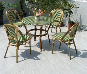 Chaise de salle à manger en <span class=keywords><strong>rotin</strong></span> de <span class=keywords><strong>bistrot</strong></span> en aluminium XY Best, chaises d'extérieur françaises pour café, restaurant, chaise et <span class=keywords><strong>table</strong></span> en osier de jardin populaires - Product Image 6