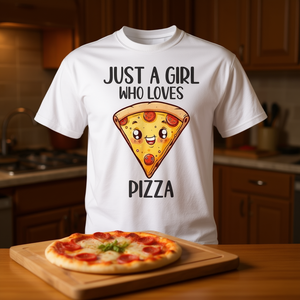 T-shirt promotionnel pour les amoureux de la pizza : Juste une fille qui aime la pizza - Product Image 3