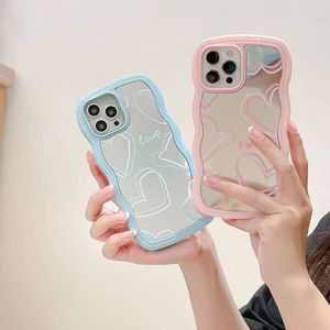 Custodia per iPhone con motivo a onde a cuore effetto specchio per iPhone 15 Pro Max, 16 Pro Max, 14, 13 e accessori per iPhone 17 Pro Max - Product Image 4