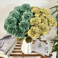 YL Bouquet de carnations artificielles pour mariage, décoration intérieure, cadeau fête des mères, boule de fleurs artificielles en tissu brossé, hydrangea simulé