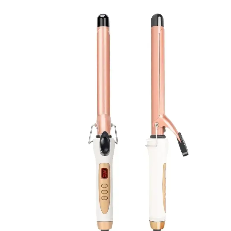 Professional Private Label hair curler pink 19-38 mm barrel curling wand Titanium chrome curling iron LCD curlers for long hair