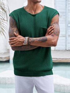 Débardeurs en crochet décontractés pour hommes Summer Beach <span class=keywords><strong>Hippie</strong></span> Knitted Sweater Vest Cap - Product Image 2
